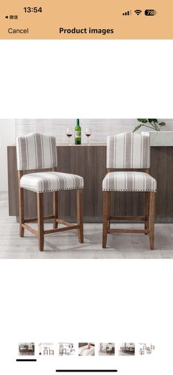 Counter Height Bar Stools Set of 4 Farmhouse Bar Chairs Mid Century Counter Stools Barstools with Back Kitchen Stools with Wood Legs for Island/Dining