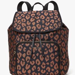 Kate Spade Sam Leopard Medium Backpack The Little Better Nylon Black Multi