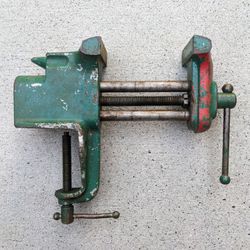 Vintage 2.5" table mounted mini hobby clamp miniature swivel bench vise with anvil