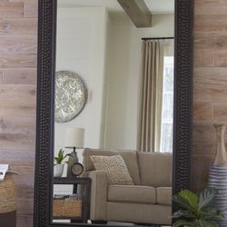 Nice Large Dark Wood Floor Mirror 