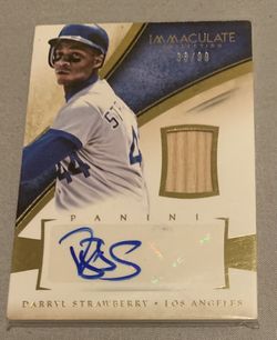 ⚾️Sleeved Panini Autographed and authentic bat piece Darryl Strawberry Baseball⚾️