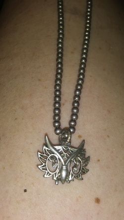 Sterling silver chain and owl pendant vintafe necklace stamped 925
