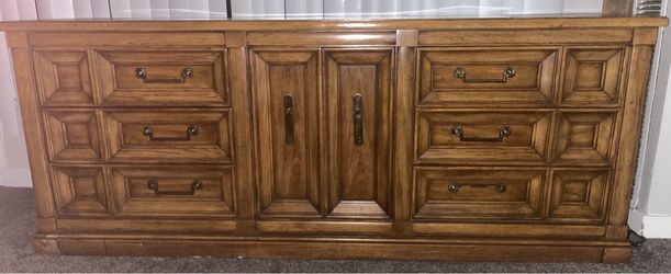 Wood Dresser with Drawers and Cabinet