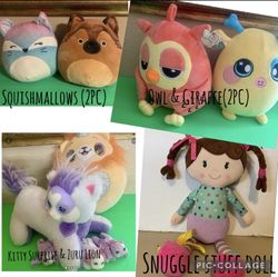 Lot Of 7 PC/ Stuffed Animals Plush & Snuggle Doll