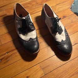 Leather Women Saddle Shoes