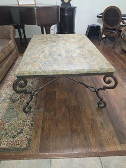 Robb & Stucky Granite Top Coffee Table – Heavy Iron Frame