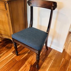 Vintage Mahogany Accent Chair w/ Scroll Back – Newly Upholstered Seat