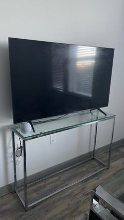 Glass Top Chrome Console Table