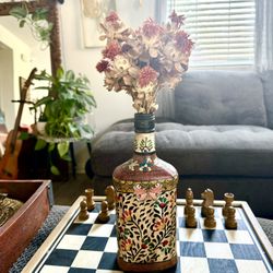 Hand Painted Recycled Glass Mexican Vase 