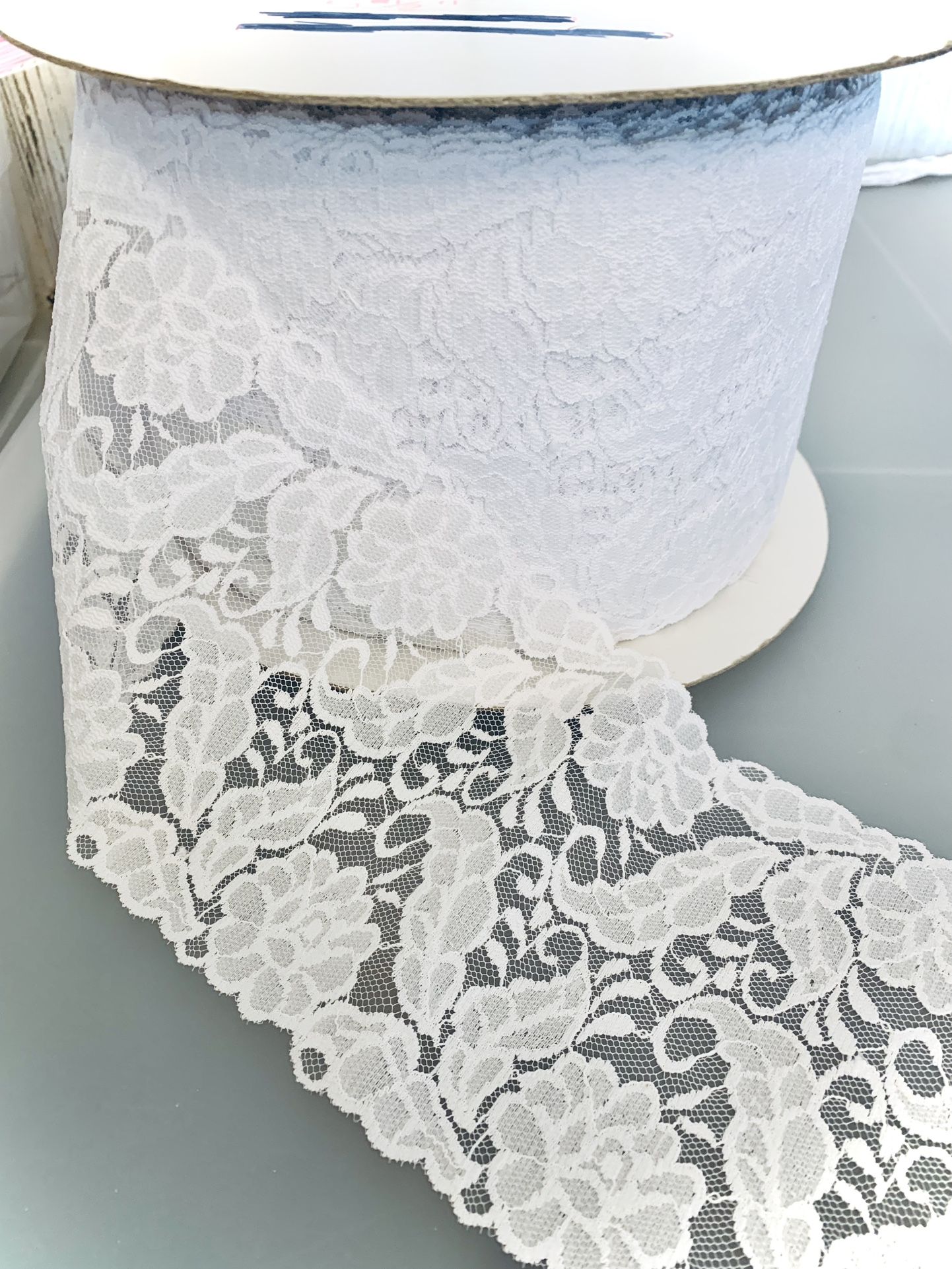 2 1/2 Yds of 5 1/2” W White Embroidered French Mesh Lace by Liberty Fabrics #041724A3