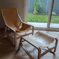 Gorgeous Bludot Lounge Chair + Ottoman (Leather And Wood)