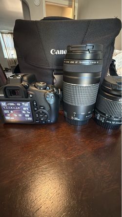 Canon DSLR Camera with Two Lenses and Bag