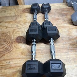 5LB & 10LB Pound Rubber Coated Hex Dumbbells Weights 30lbs Total New