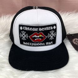 New Chrome Hearts Black and White Flat Tongue Hat