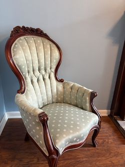 "His and hers" antique Victorian carved floral parlor chairs