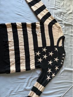 Balmain, US Flag Knit Sweater (Linen Brown) | (Vestiaire Collective) Price is Negotiable