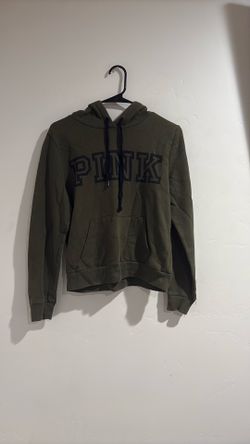PINK Dark Green Hoodie Small