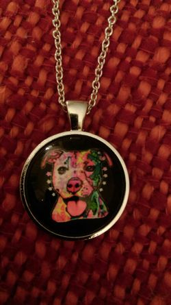 Glass Pit Bull dog necklace