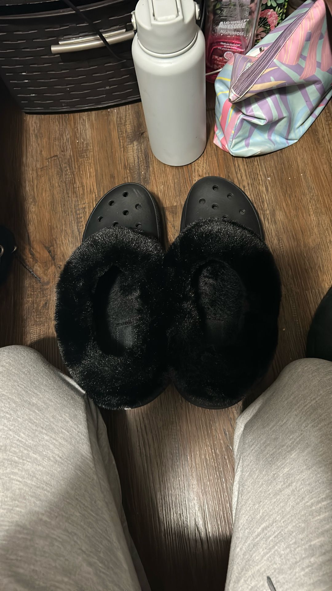 Black Fluffy Crocs 
