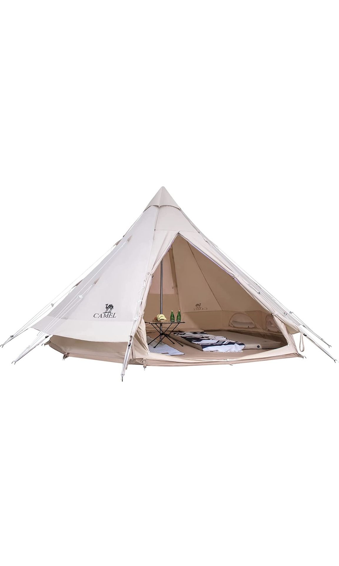 CAMEL CROWN 4/5 Person Canvas Bell Tent w/Stove Jack Luxury 4 Season Tent Waterproof Breathable Backpacking Tent for Outdoor Camping/Glamping