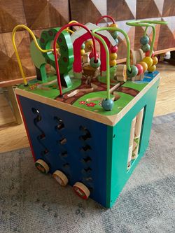 Wooden activity cube