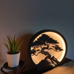 Zen Bonsai LED Lamp – Japanese Minimalist Night Light