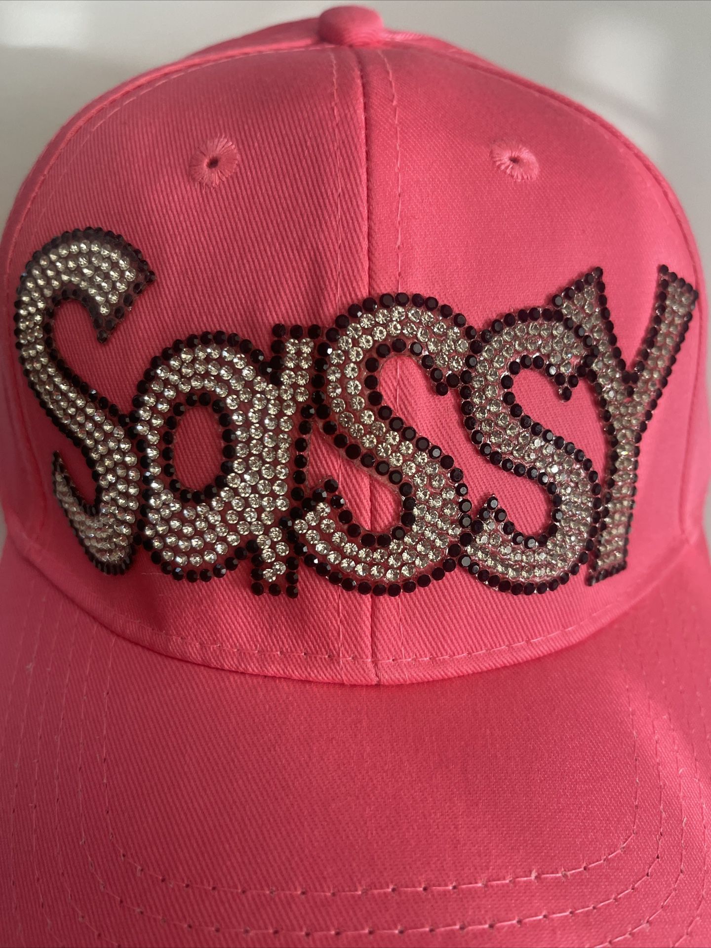 BLING BLING Blk & Diamond “Sassy” Pink Baseball Cap/Hat