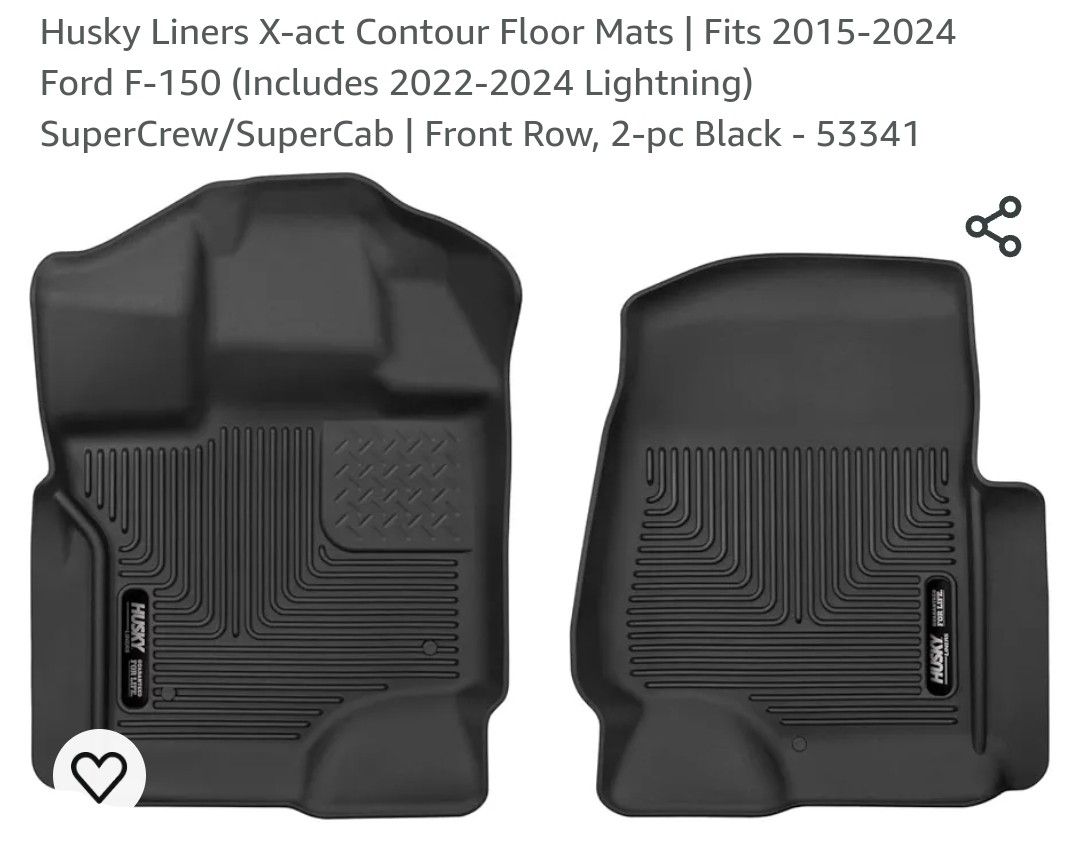 Husky Liners Black Front Floor Mat 5334PS/5336PS For Ford F-150 Super Cab
Fits Ford F-150 Supercab 2015-21