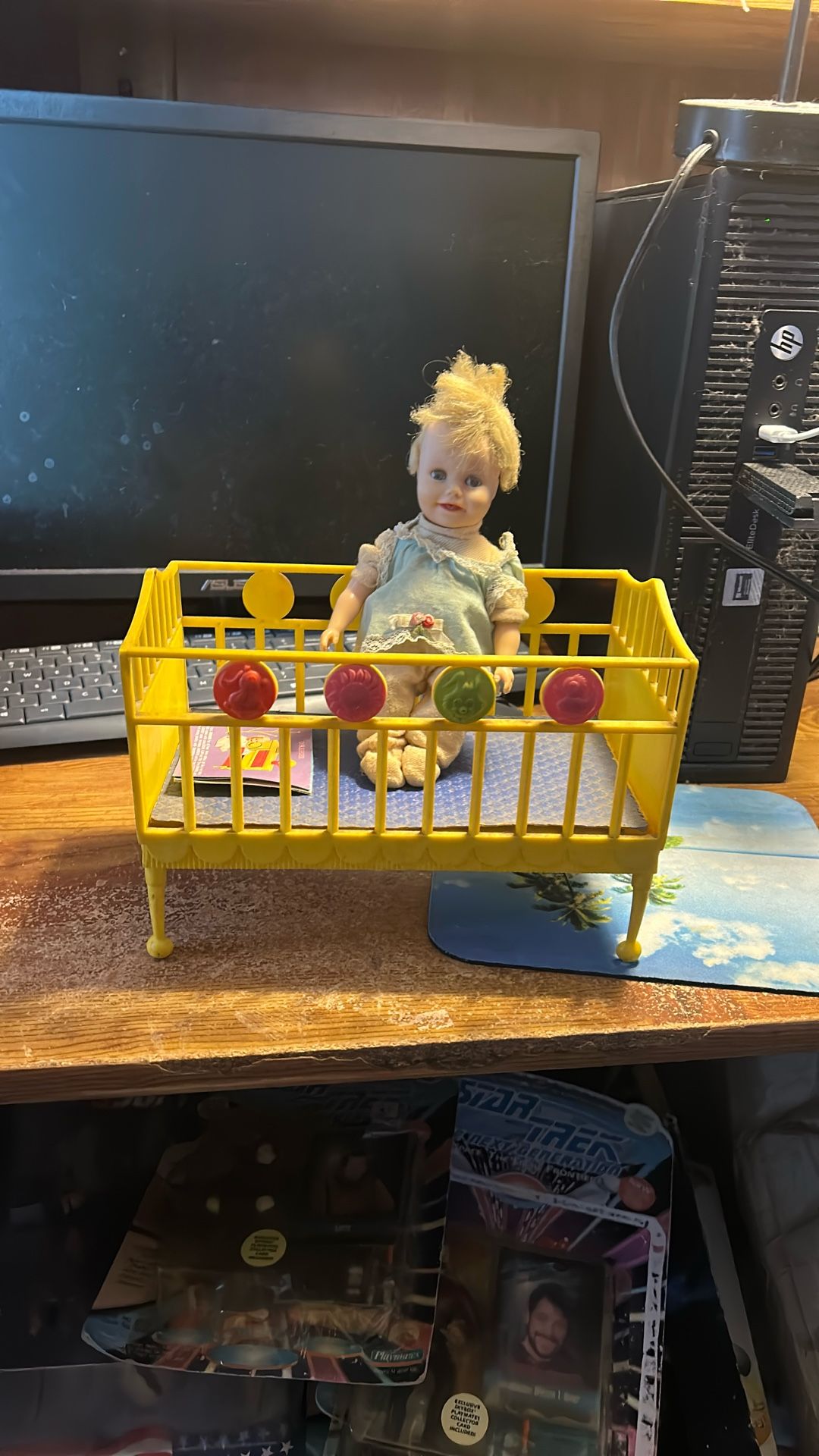 Little Very Loved Doll With Bed.