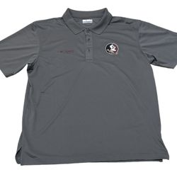 Columbia PFG Men’s Grey Florida State Seminoles Football Polo Shirt Size L