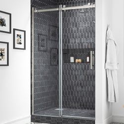 OVE Decors 48" Nickel Kelsey Frameless Sliding Shower Door
