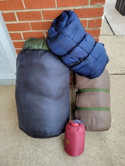 Sleeping Bags And One Pillow For Camping