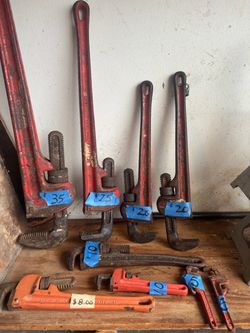 9 Pipe Wrenches – Various Sizes – $100 OBO