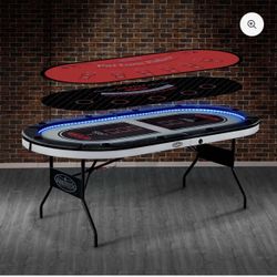 10-Player Poker Table, No Assembly Required, In-laid LED Lights, by Barrington Billiards Company
