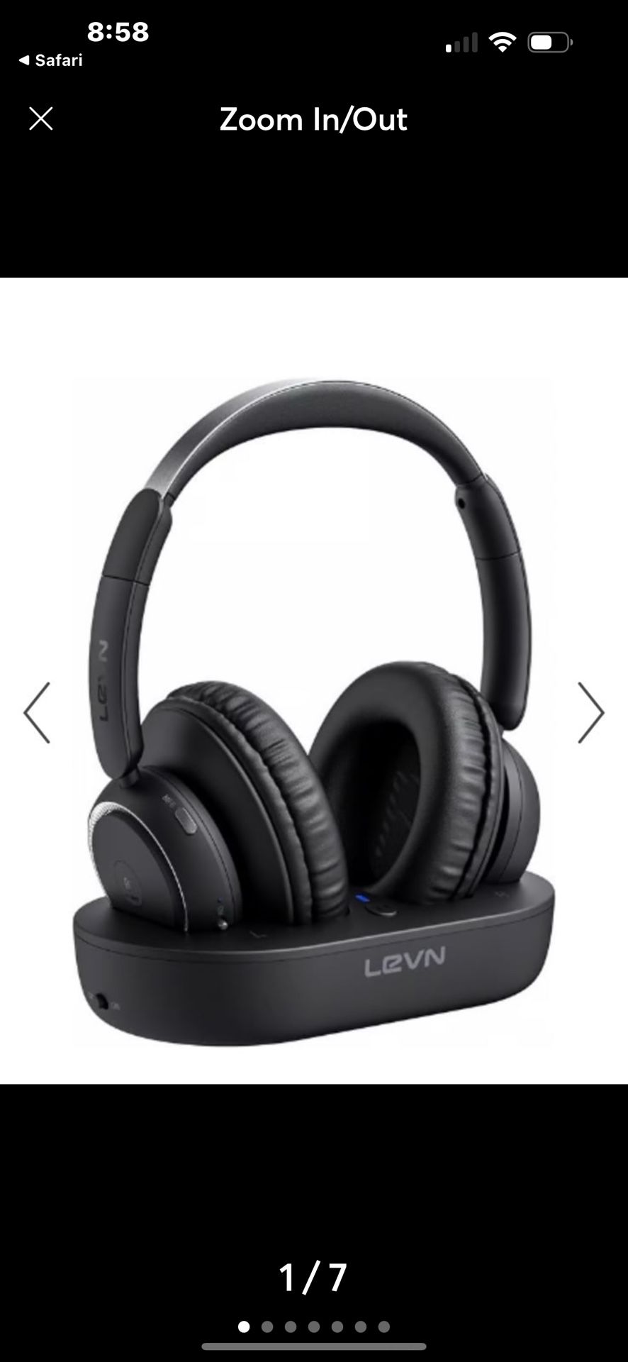 Levn Wireless Bluetooth Headphones w/ TV Transmitter & Charging Base for Seniors