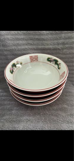 Chinese Dragon Ceramic Bowls Set of 5
