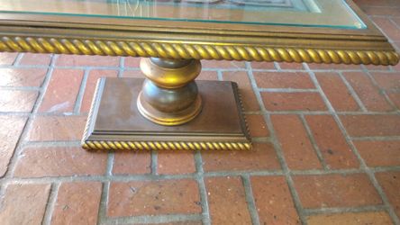 OBO / Rare!!! - 1920's Gold Rope-Trim Glass Top Coffee Table