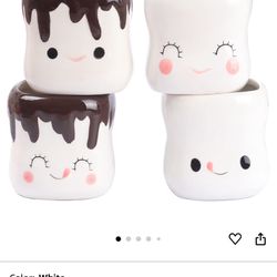 Marshmallow Mugs Set of 4 Cute Marshmallow Cups Cocoa Mugs 6OZ for Kids Hot Chocolate Gifts for Kids Women Christmas "Mothers Day" Cute Mug