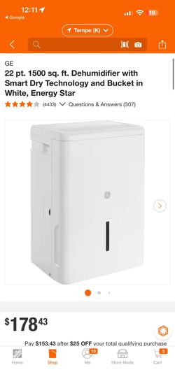 GE Dehumidifier 22Pint Open Box Never used $40 