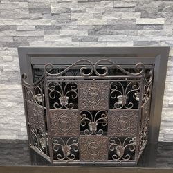 Metal Fireplace Gate/Screen with Candle Holders