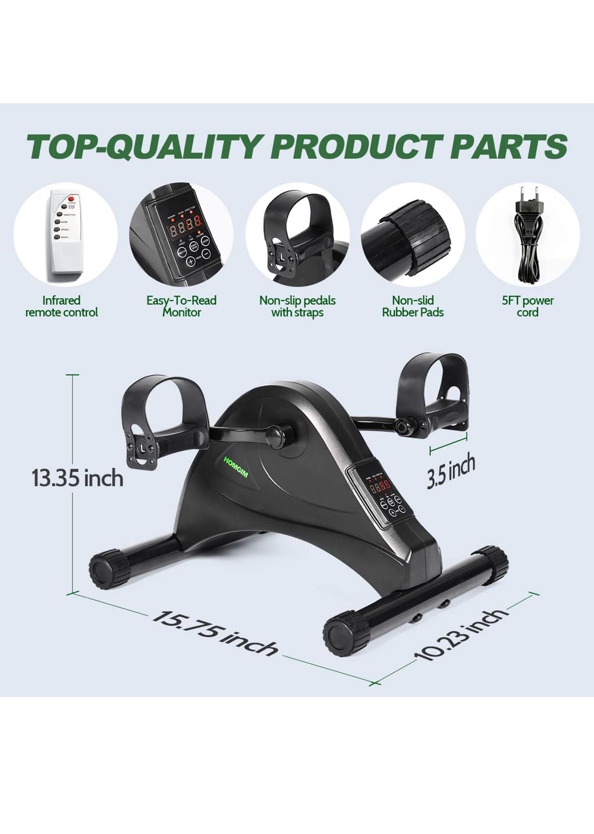 Mini Motorized Stationary Bike Electric Pedal Exerciser for Seniors Rehabilitation Training Under Desk Bike Pedal Exerciser for Home Gym Exercise