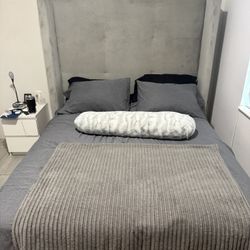 Suede frame without mattress - Queen Bed