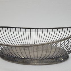 Vintage German Oval Wire Silver Plate Fruits Bowl / Bread Basket