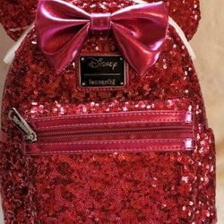 Mini Mouse Pink Sequins Loungefly Backpack 