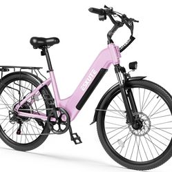 ESKUTE Electric Bike for Adults-1300w Peak Ebike, 28MPH Step Thru Electric Bicycle，70Miles 840 WH Removable Battery e-Bike, 7-Speed 26'' tire, Adjusta