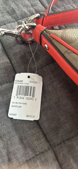 Khaki Coach Purse W/orange Strap And Lining BRAND NEW