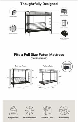 Twin-Over-Full Size Futon Bunk Bed