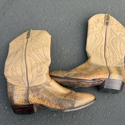J Chisholm Diamondback Python Snake Cowboy Leather boots Size 11D