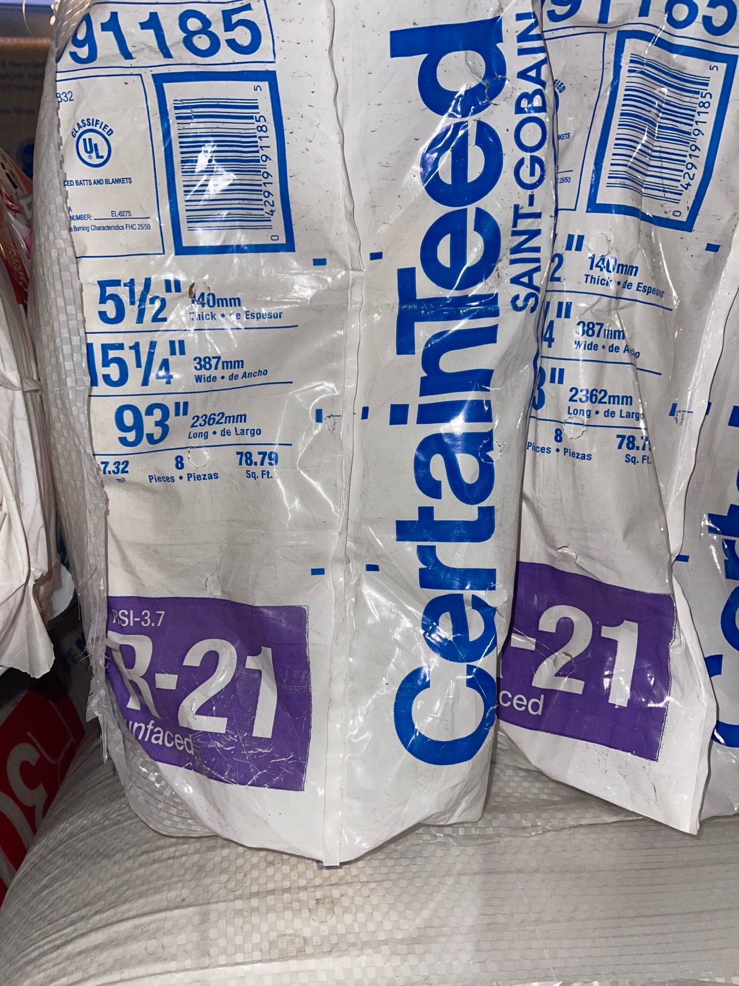 Insulation R21x16 unfaced for 2x6