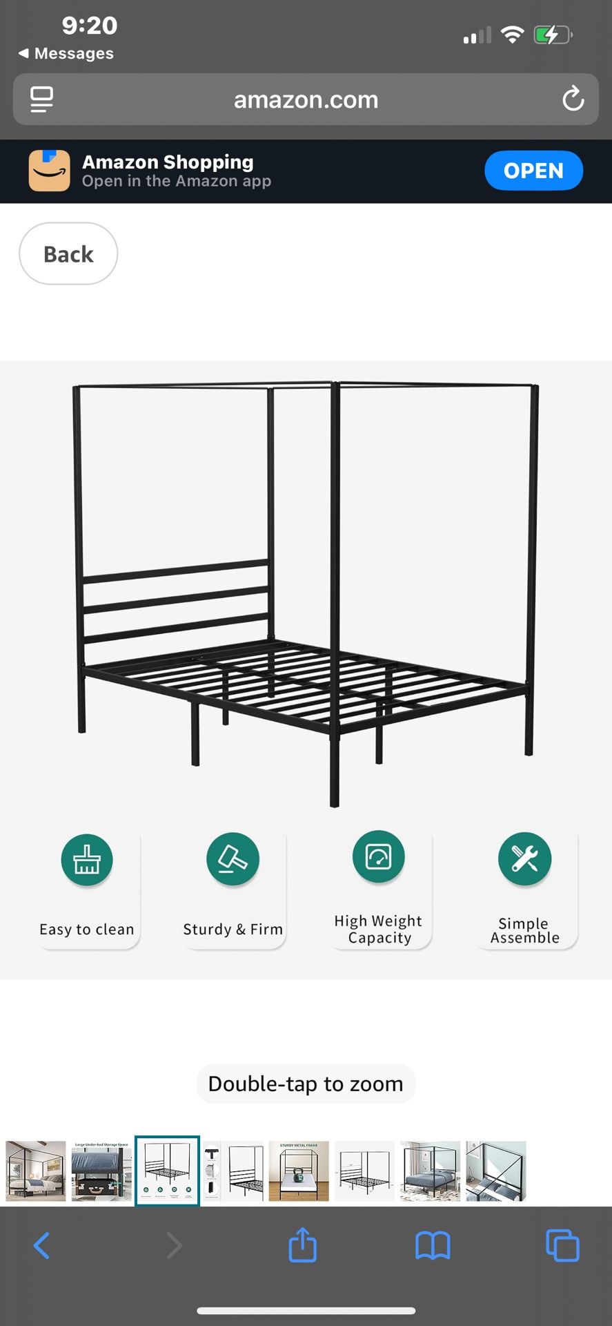 queen metal canopy bed